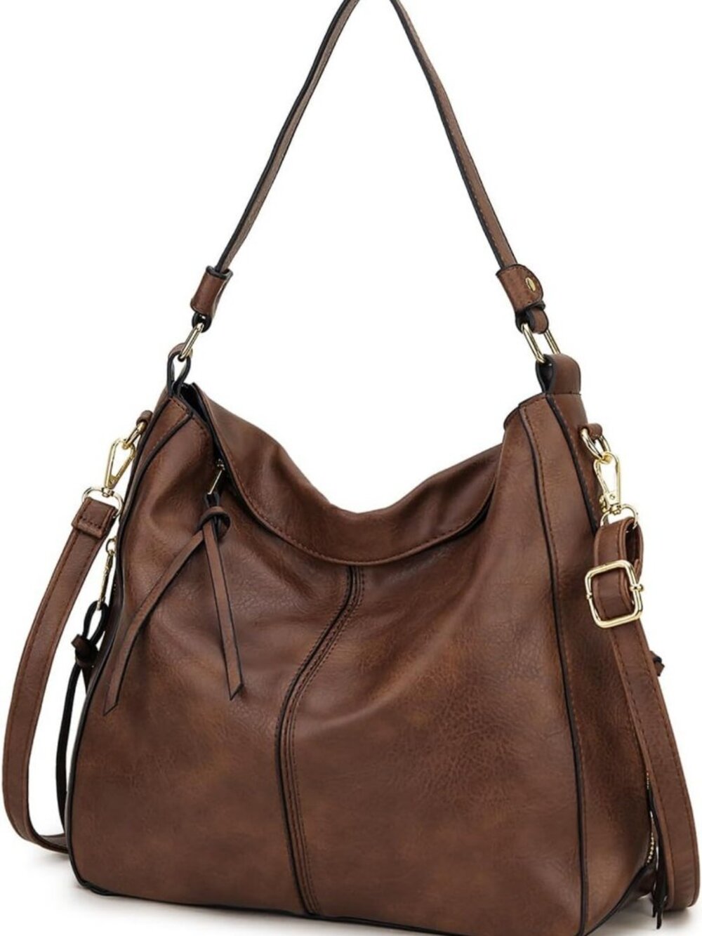 Stylish Faux Leather Hobo Shoulder Bag for Women - Fits 10.9" iPad, Chic